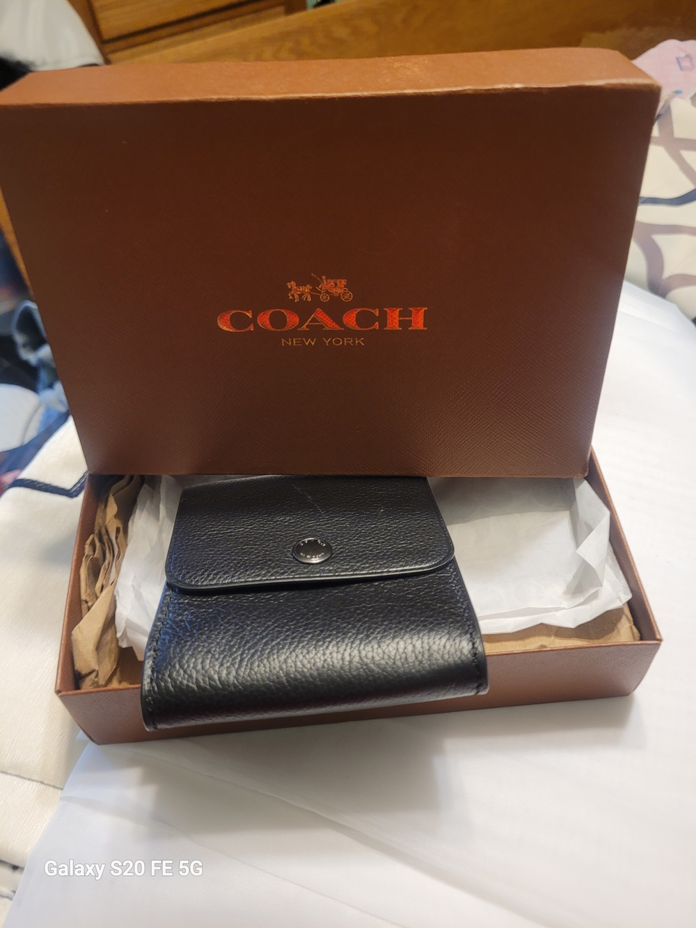 Coach Black Pebbled Leather Snap Wallet